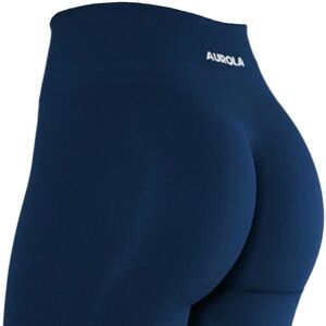 AUROLA Women's Workout Shorts High Waist Seamless Running Shorts Navy Blue M